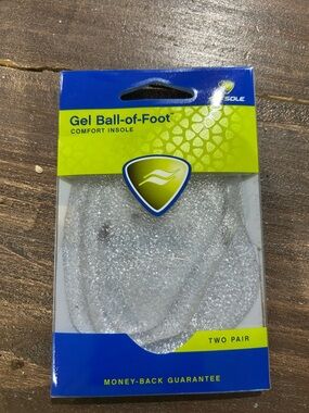 Gel Ball-of-Foot Comfort Insoles - Clear Gel (Two Pair) New in box